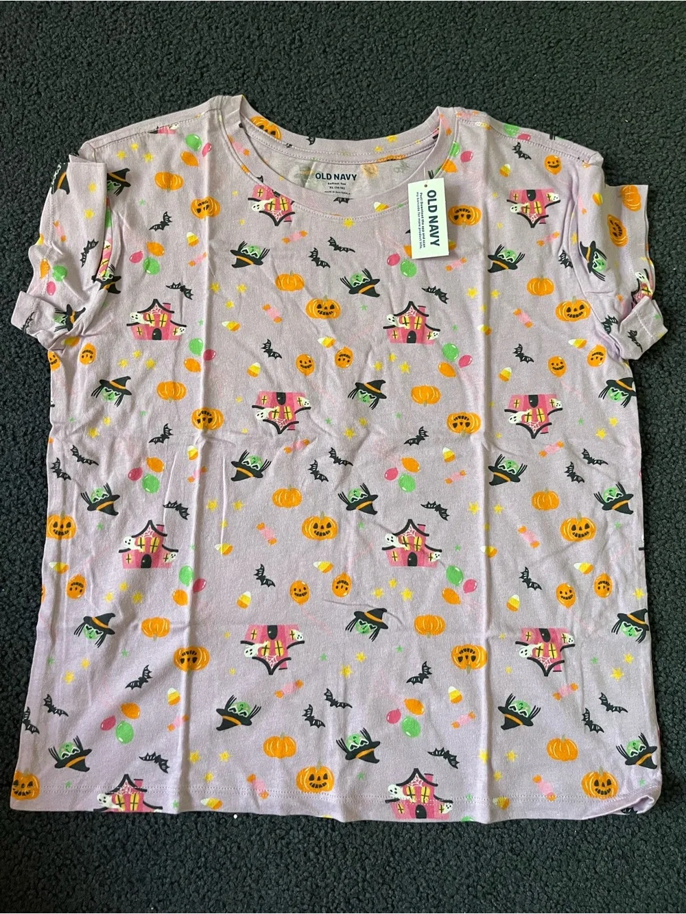 Old Navy Lavender Halloween Print Short Sleeve Tee